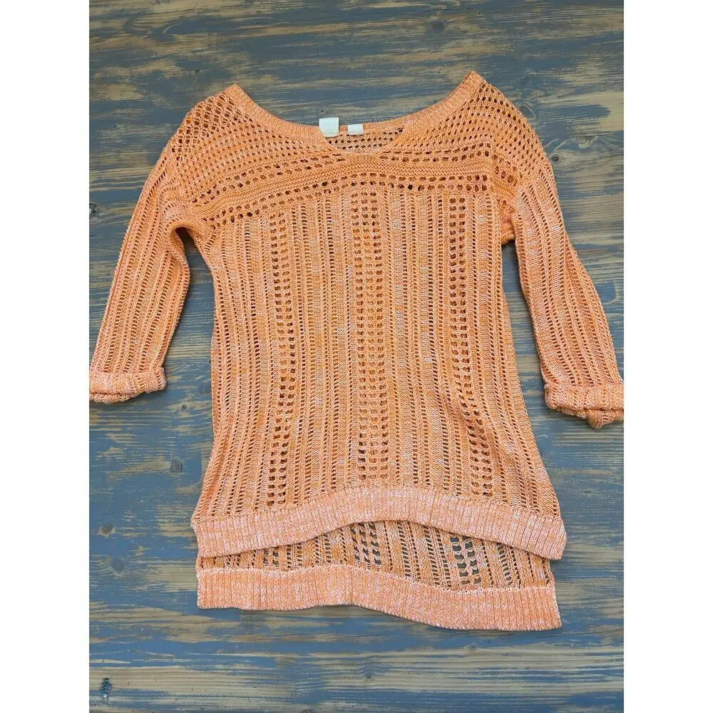 Roxy Crochet 3/4 Sleeve Blouse Size XS Peach / Orange